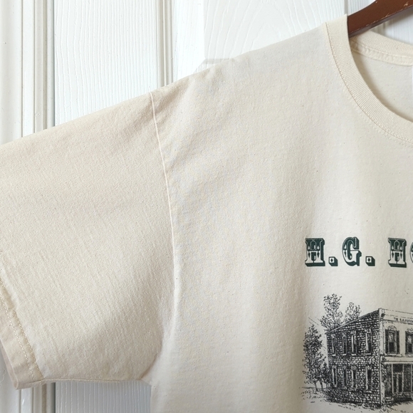 H. G. Hotchkiss Essential Oils 90's Vintage Short Sleeve Crewneck Tee Cream XL - Picture 5 of 12